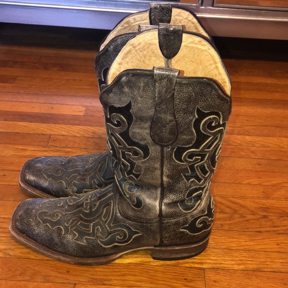 Preowned Tanner Mark made in Mexico Cowboy boots in blue/black - Picture 2 of 6